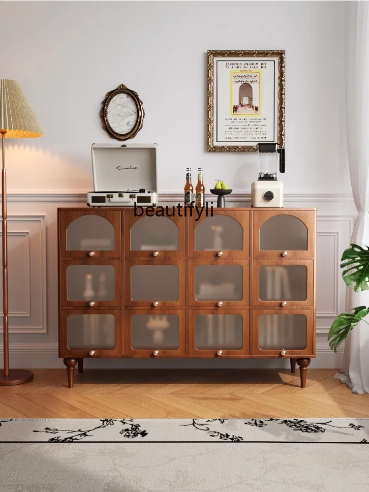 Solid Wood Boxwood Twelve Lattice with Door Arched Door Retro Plaid Storage Storage Side Cabinet
Solid Wood Boxwood Twelve Lattice with Door Arched Door Retro Plaid Storage Storage Side Cabinet