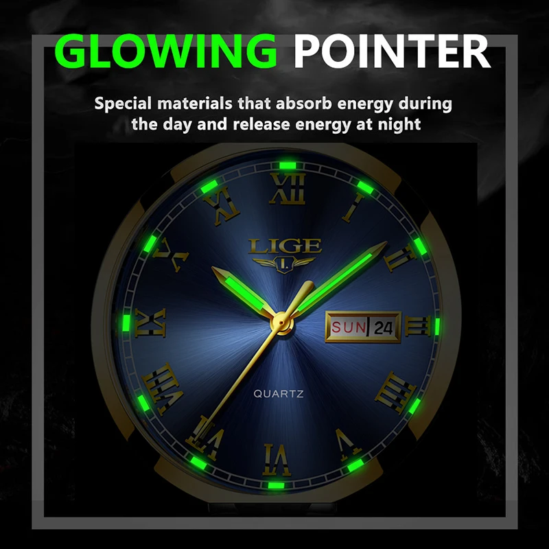 Relogio Masculino LIGE Gold Men Watch Waterproof Stainless Steel with date week Quartz Watches Men's Luxury Business Dress Clock
Relogio Masculino LIGE Gold Men Watch Waterproof Stainless Steel with date week Quartz Watches Men's Luxury Business Dress Clock