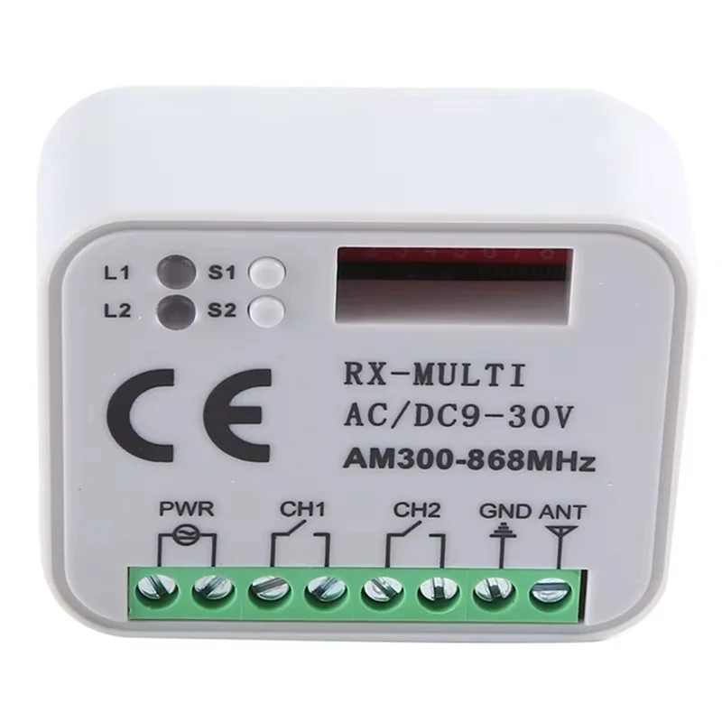 Universal Garage Door Remote Control RX Multi Frequency 300-868Mhz Opener Switch 9-30V Relay RX 2CH Relay Module
Universal Garage Door Remote Control RX Multi Frequency 300-868Mhz Opener Switch 9-30V Relay RX 2CH Relay Module