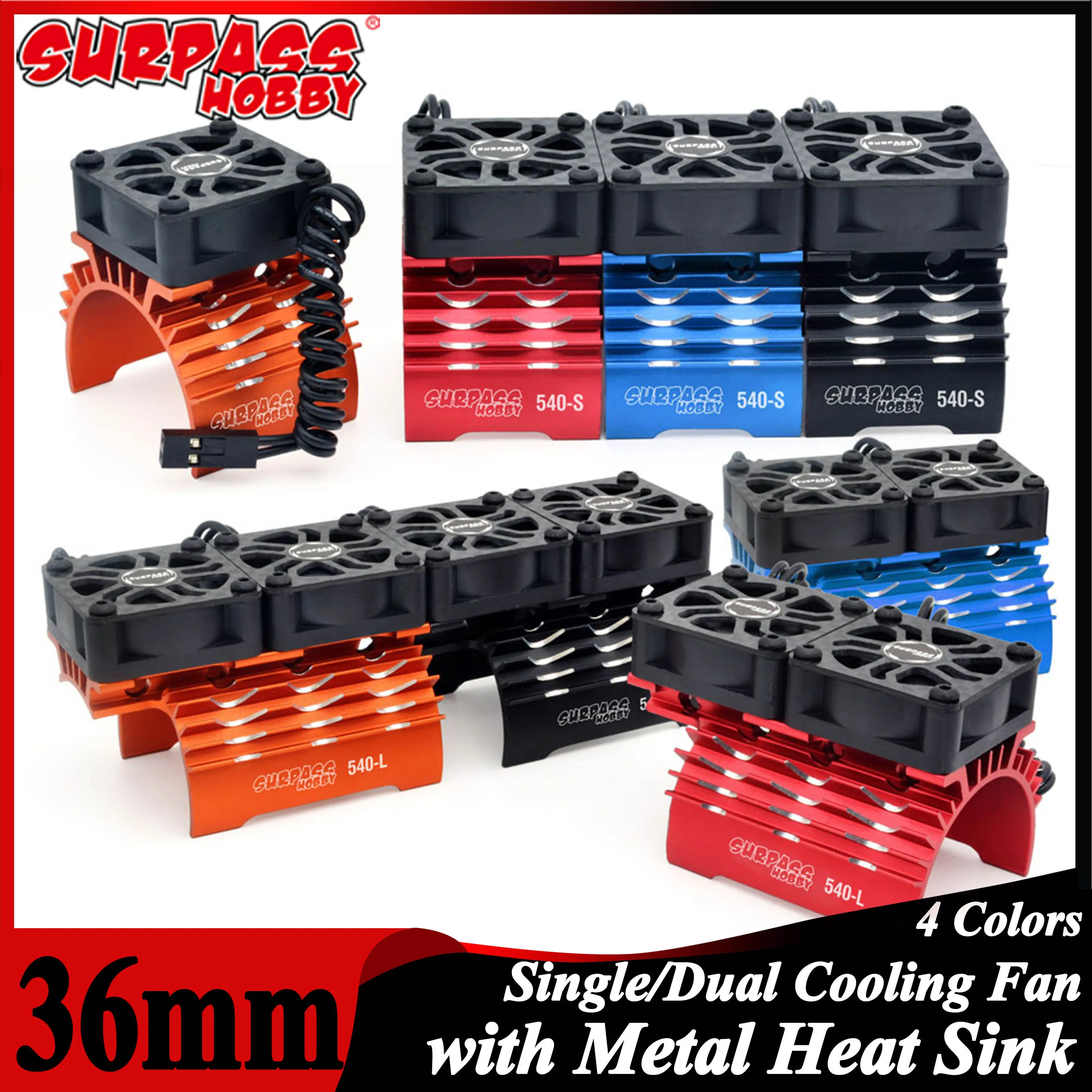 SURPASS HOBBY 36mm RC Motor Cooling Fan Metal Heat Sink Holder 8.4V 28000RPM for 1/8 1/10 RC Car Brushless Motor 540 550
SURPASS HOBBY 36mm RC Motor Cooling Fan Metal Heat Sink Holder 8.4V 28000RPM for 1/8 1/10 RC Car Brushless Motor 540 550