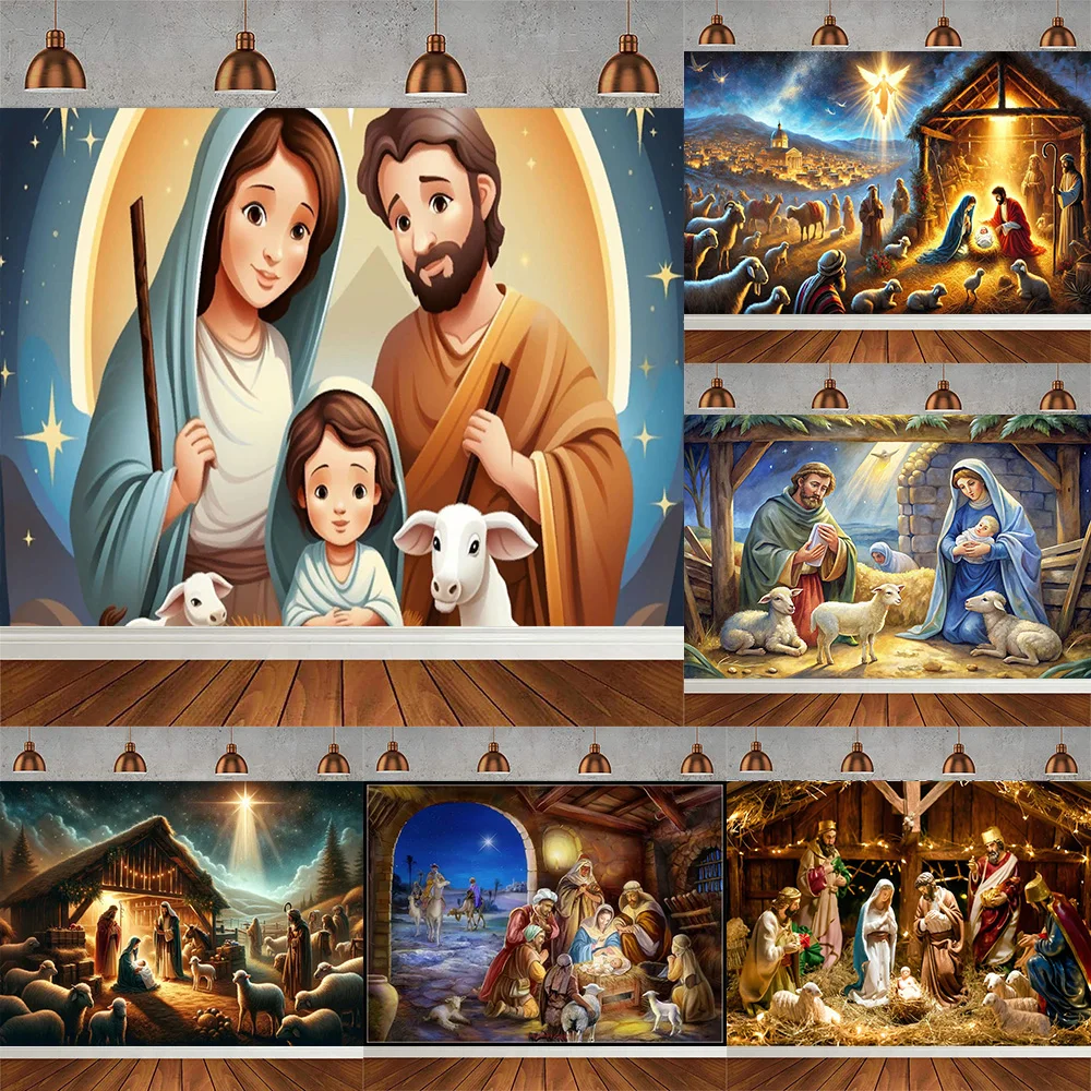 Birth of Jesus Theme Backdrop Christmas Holy Family Cross Backgrounds Baby Nativity Scene Party Supplies Photography Props Decor
Birth of Jesus Theme Backdrop Christmas Holy Family Cross Backgrounds Baby Nativity Scene Party Supplies Photography Props Decor