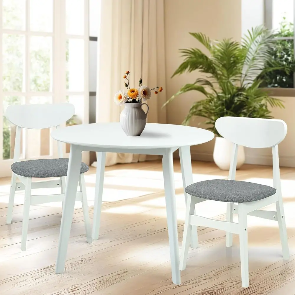 3-Piece Dining Set: Round Wooden Table with 2 Padded Side Chairs
3-Piece Dining Set: Round Wooden Table with 2 Padded Side Chairs