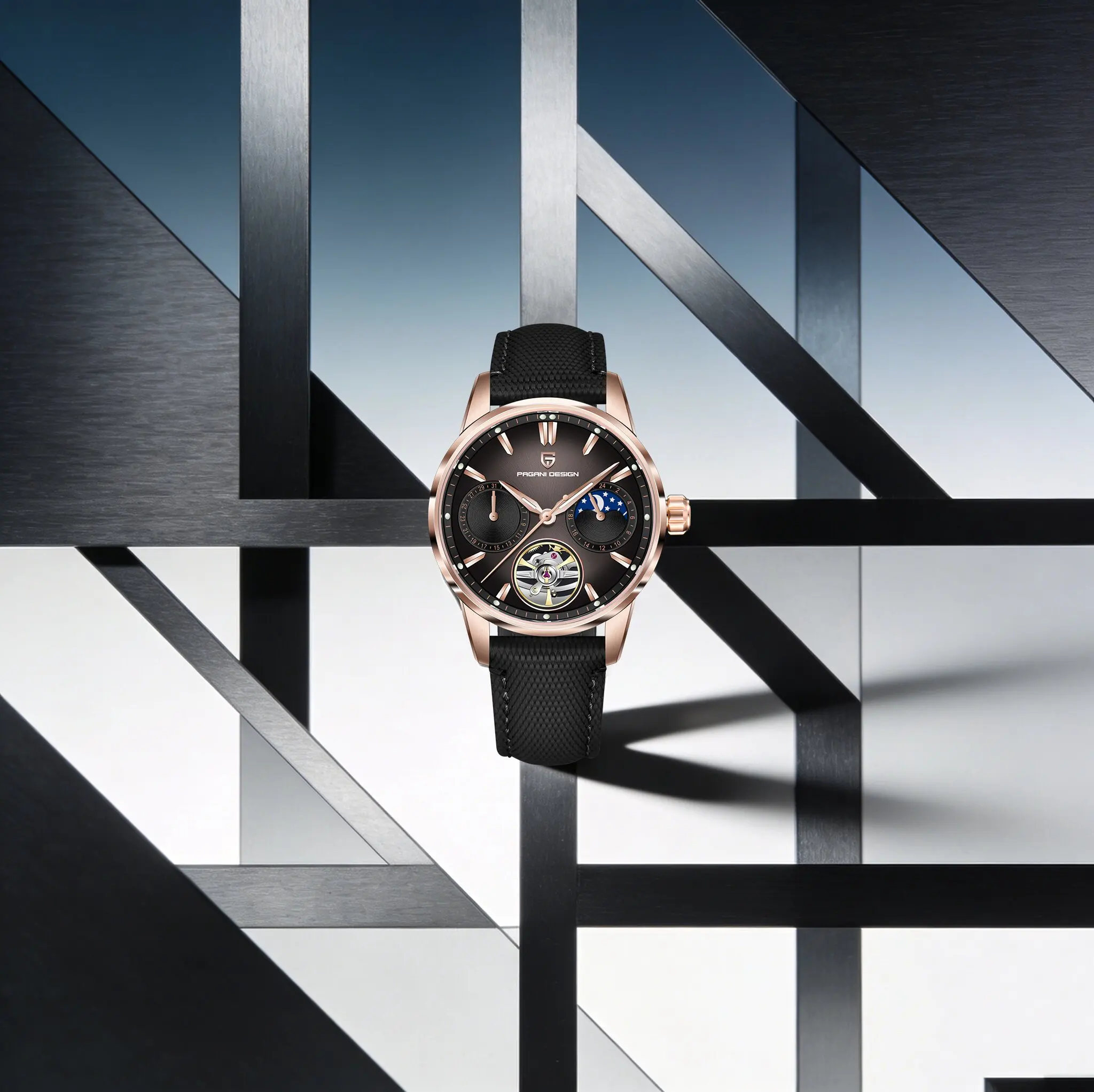 PAGANI DESIGN Steady Elegant Men Mechanical Watch Gentleman Business Leather Sapphire Moon Phase Calendar Diving Luminous Watch
PAGANI DESIGN Steady Elegant Men Mechanical Watch Gentleman Business Leather Sapphire Moon Phase Calendar Diving Luminous Watch