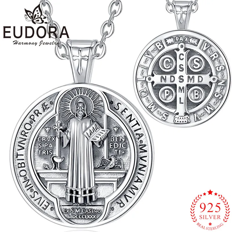 Ожерелье Eudora из стерлингового серебра 925 пробы с изображением Святого Бенедикта, ворона с крестом, рука, религиозная подвеска San Benito, амулет для мужчин и женщин, Изящные Ювелирные изделия
Ожерелье Eudora из стерлингового серебра 925 пробы с изображением Святого Бенедикта, ворона с крестом, рука, религиозная подвеска San Benito, амулет для мужчин и женщин, Изящные Ювелирные изделия