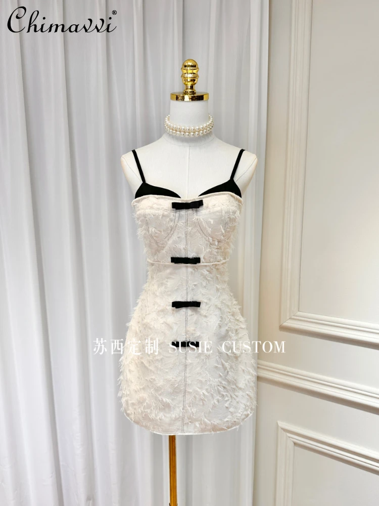 Contrast Color Chest Pad Sling Dress Women Sleeveless V-neck Tassel Fur Bow High Waist Slim Fit A-line Tight Fitted Short Dress
Contrast Color Chest Pad Sling Dress Women Sleeveless V-neck Tassel Fur Bow High Waist Slim Fit A-line Tight Fitted Short Dress