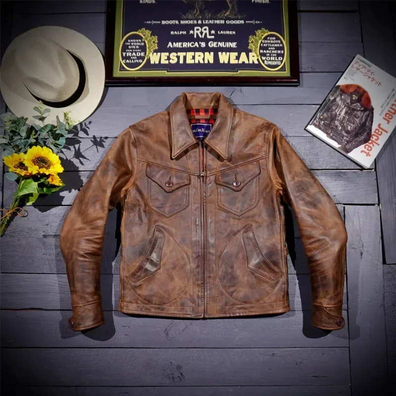 AnnualRing CFS Kudu Style American Retro Italian Distressed Heavy Oil Wax Goat Skin Mendoza Leather Jacket RRL
AnnualRing CFS Kudu Style American Retro Italian Distressed Heavy Oil Wax Goat Skin Mendoza Leather Jacket RRL
