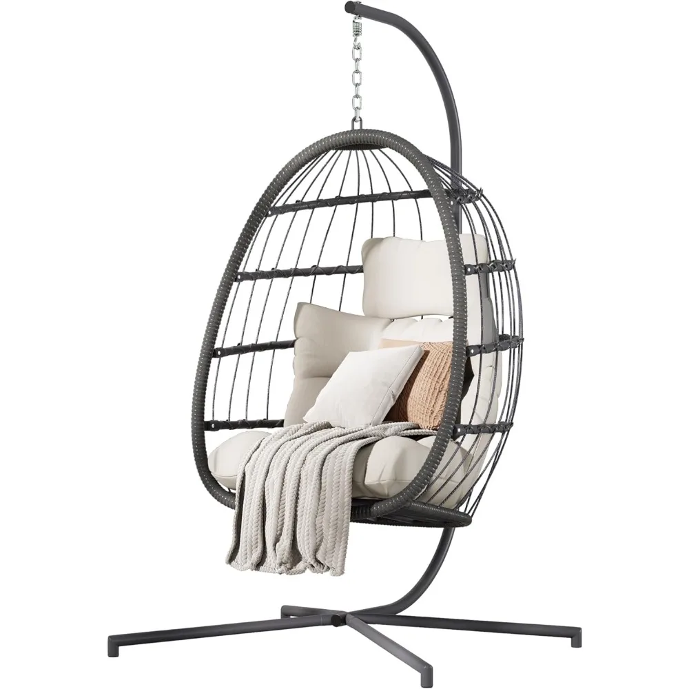 Hanging Egg Chair with Stand, Patio Wicker Hammock Egg Swing Chair with Cushion for Bedroom Garden Indoor Outdoor (Beige)
Hanging Egg Chair with Stand, Patio Wicker Hammock Egg Swing Chair with Cushion for Bedroom Garden Indoor Outdoor (Beige)