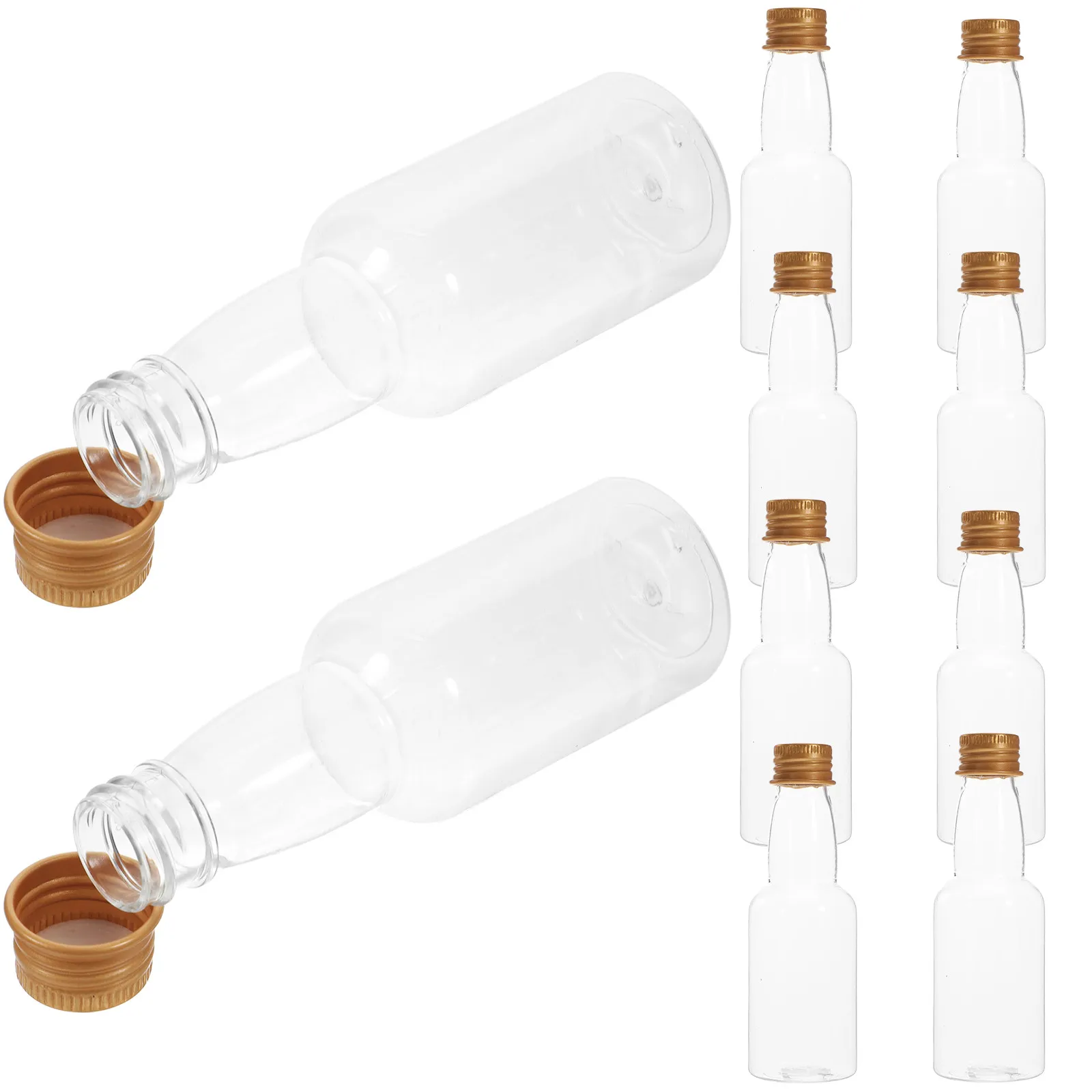 25Pcs Miniature Clear Bottles with Caps Plastic Aluminum Reusable Juice Containers Leakproof for Travel Party Camping
25Pcs Miniature Clear Bottles with Caps Plastic Aluminum Reusable Juice Containers Leakproof for Travel Party Camping