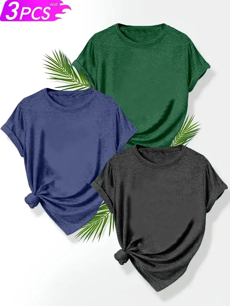 Женские футболки больших размеров из 3 предметов синего, зеленого, темно-серого цвета — мягкие, можно стирать в машине, повседневные топы с круглым вырезом на все сезоны
Женские футболки больших размеров из 3 предметов синего, зеленого, темно-серого цвета — мягкие, можно стирать в машине, повседневные топы с круглым вырезом на все сезоны