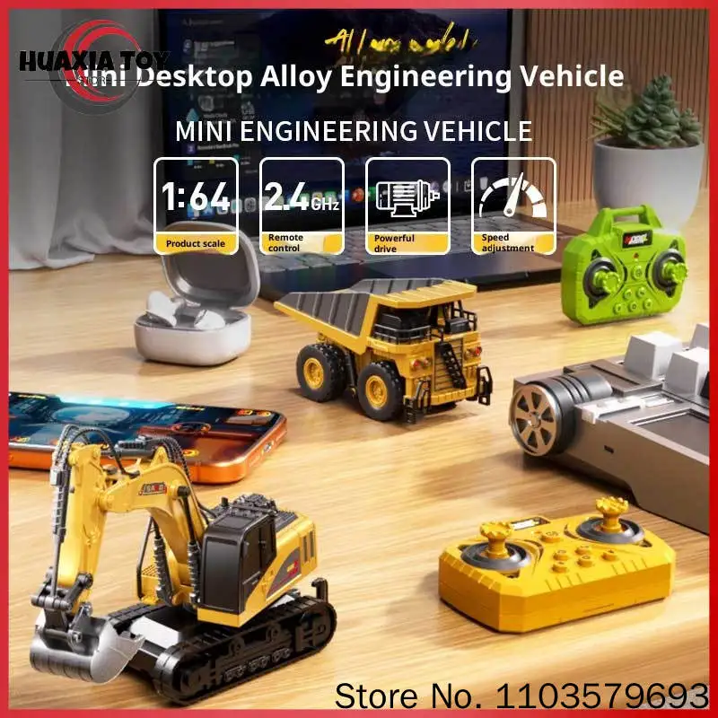 Mini Alloy Bluetooth Rc Forklift 1 64 Scale 2 4 Ghz Remote Control Strong Power With Trailer Desktop Construction Model Toy