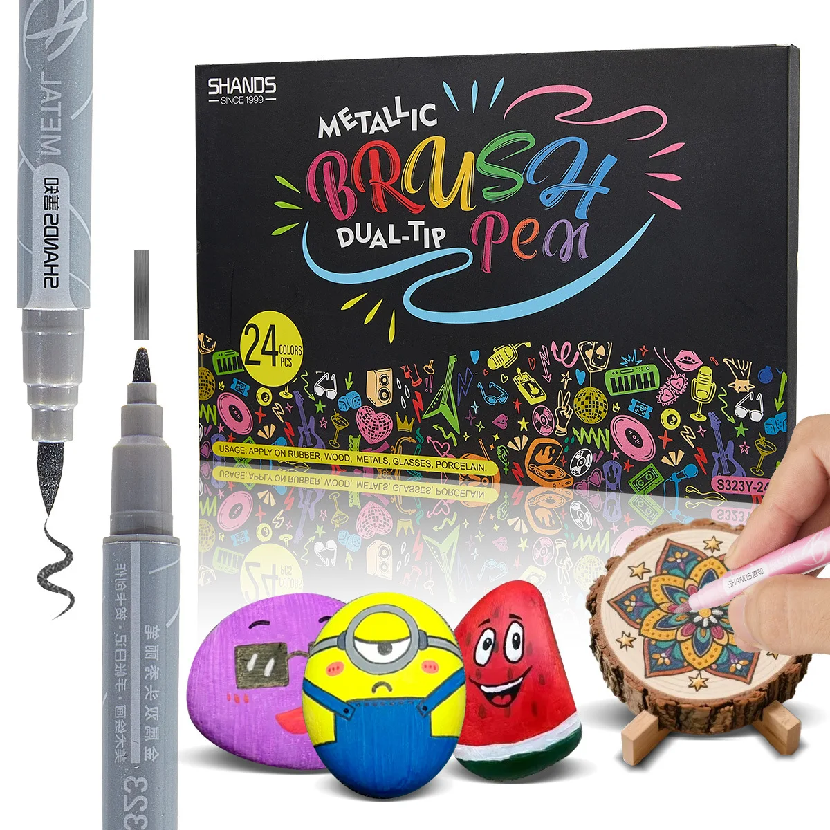 12/24 Colors Metallic Brush Pen Dual Tip Art Marker for Students DIY Greeting Card & Scrapbook Decoration Water-Based Paint Pens
12/24 Colors Metallic Brush Pen Dual Tip Art Marker for Students DIY Greeting Card & Scrapbook Decoration Water-Based Paint Pens