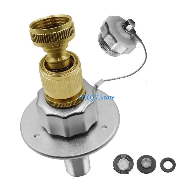 37JE Universal RVs Water Replacement Filler Rustproof Stainless Steel Water Inlet Set For Campers Trailers