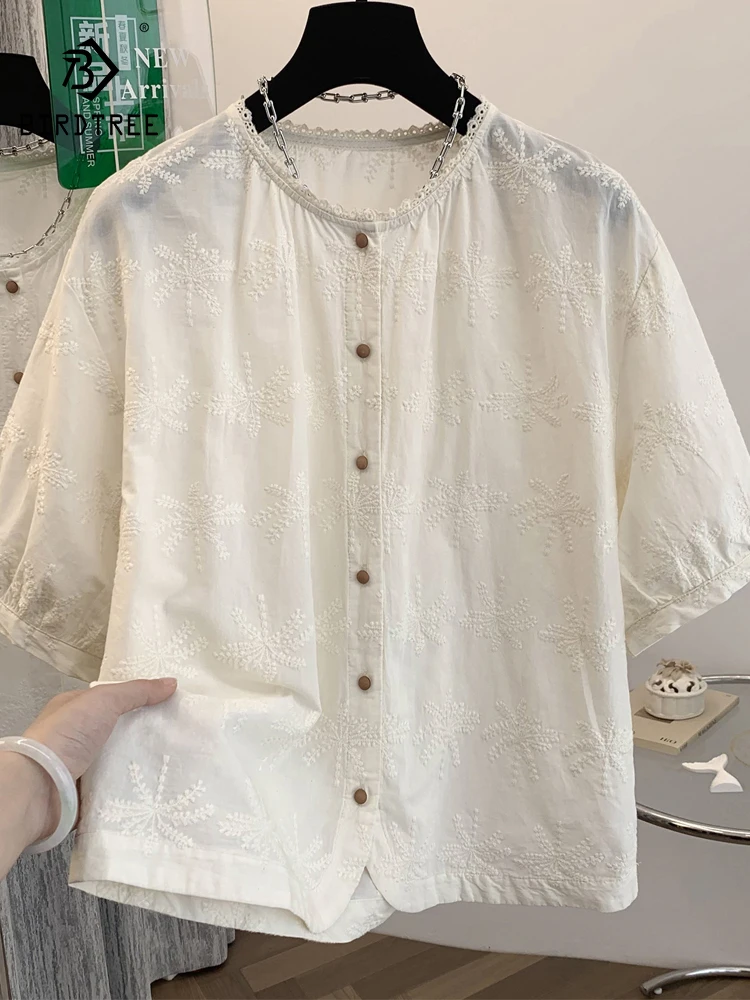 New 2025 Summer Cotton Short Sleeve Shirt, Women O Neck Embroidery Button, Mori Girl French Retro Casual Loose Blouse T55649CC
New 2025 Summer Cotton Short Sleeve Shirt, Women O Neck Embroidery Button, Mori Girl French Retro Casual Loose Blouse T55649CC