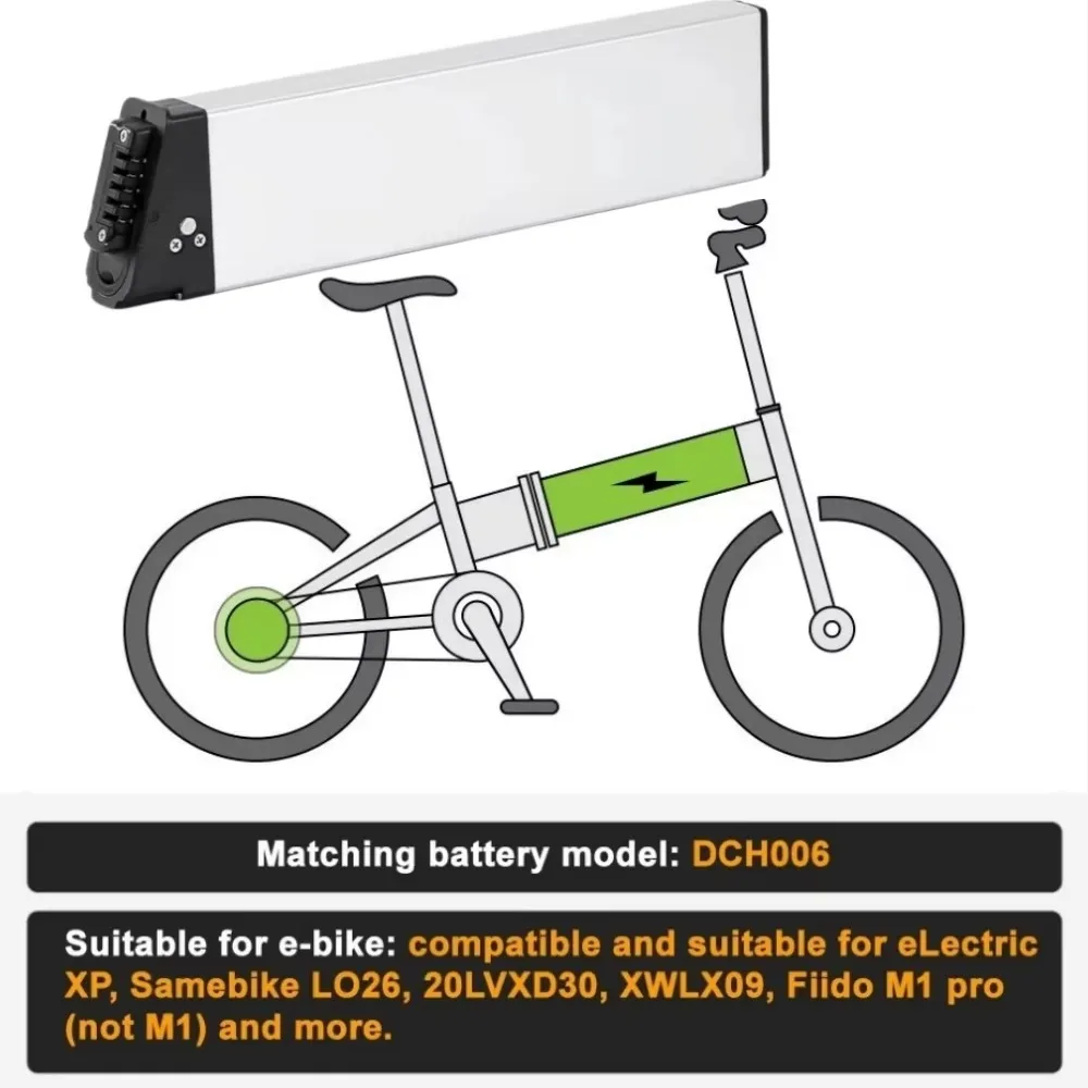 Replacement Battery model DCH-006 48V 10.4Ah 12.8Ah 14Ah 17Ah For Samebike LO26 20LVXD30 XWLX09 Fiido M1 pro Folding Bike.
Replacement Battery model DCH-006 48V 10.4Ah 12.8Ah 14Ah 17Ah For Samebike LO26 20LVXD30 XWLX09 Fiido M1 pro Folding Bike.
