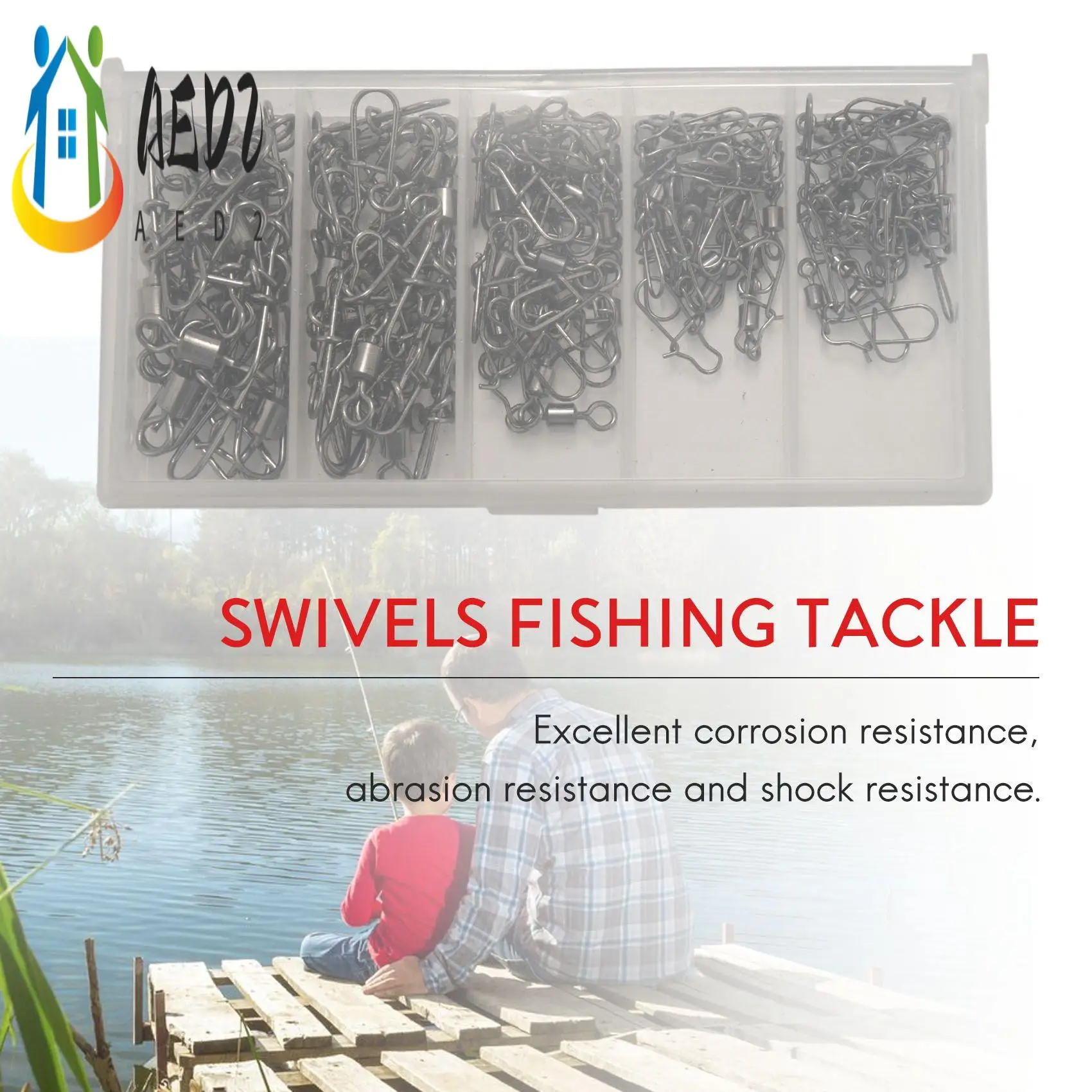 AED2-96Pcs Copper Alloy Fishing Swivel Snap Ball Bearing Lock Rolling Swivel Connector Fishing Tackle Kit
AED2-96Pcs Copper Alloy Fishing Swivel Snap Ball Bearing Lock Rolling Swivel Connector Fishing Tackle Kit