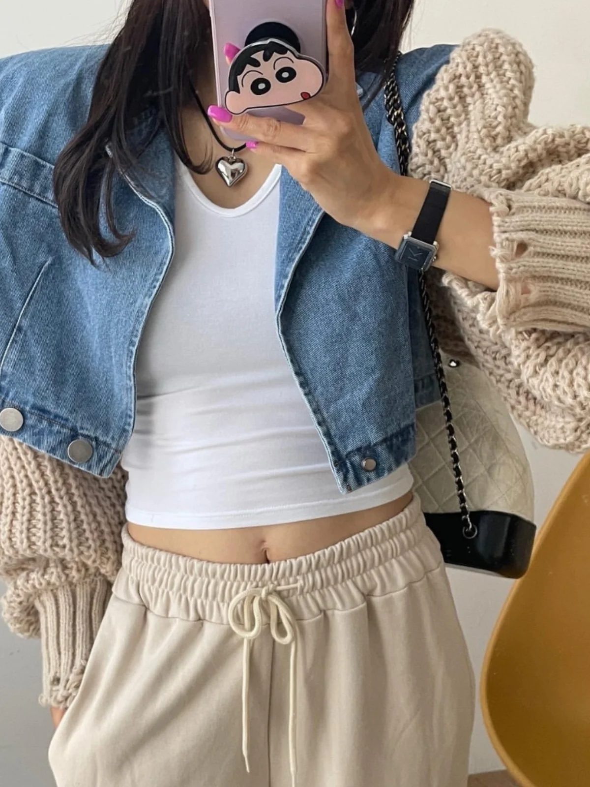 ort Denim Jaet Women Winter Faion Small Design Sense Suit Collar Splicing Knitted Sve Loose Jaet Top
ort Denim Jaet Women Winter Faion Small Design Sense Suit Collar Splicing Knitted Sve Loose Jaet Top