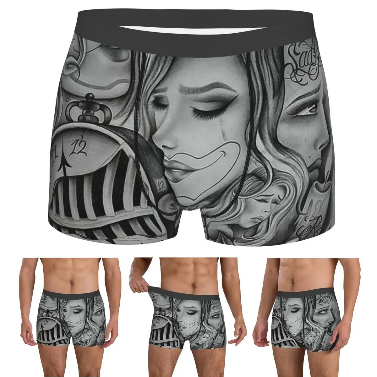 Boxer Underpants Shorts Sad Eyes Chola Clown , Chicano Art , Black And Grey Art Panties Men Breathable Underwear for Homme Man
Boxer Underpants Shorts Sad Eyes Chola Clown , Chicano Art , Black And Grey Art Panties Men Breathable Underwear for Homme Man