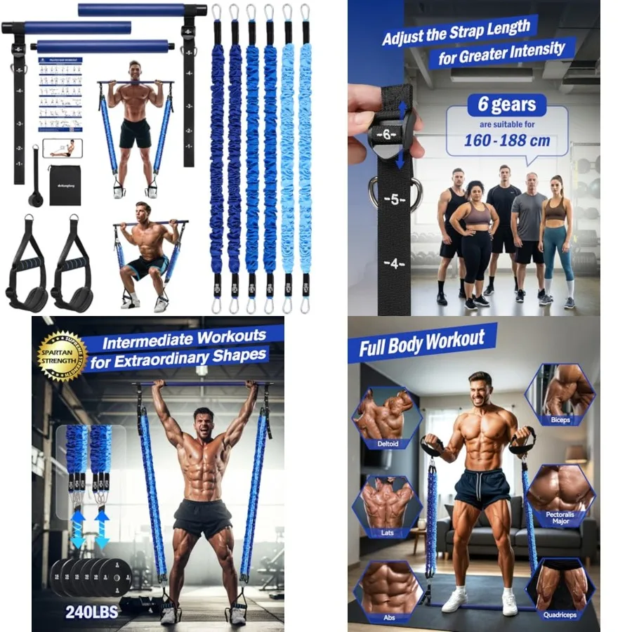 Upgraded Pilates Bar Kit with Resistance Bands Natural Latex for Women Men, Heavy-Duty Stainless Steel Multifunctional Yoga Pil
Upgraded Pilates Bar Kit with Resistance Bands Natural Latex for Women Men, Heavy-Duty Stainless Steel Multifunctional Yoga Pil