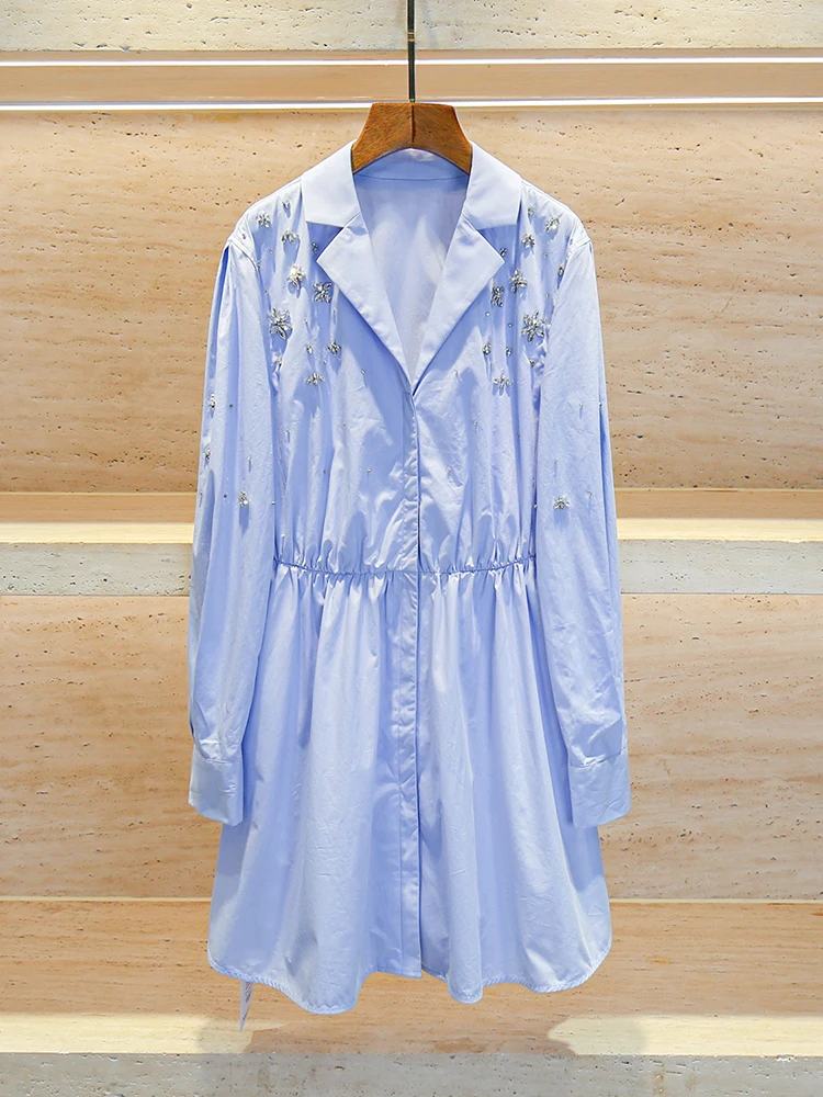 SP Home South Oil High End Women's Summer Shirt Dress Pearl Embellished Turn-down Collar A-Line Skirt Single Button Closure
SP Home South Oil High End Women's Summer Shirt Dress Pearl Embellished Turn-down Collar A-Line Skirt Single Button Closure