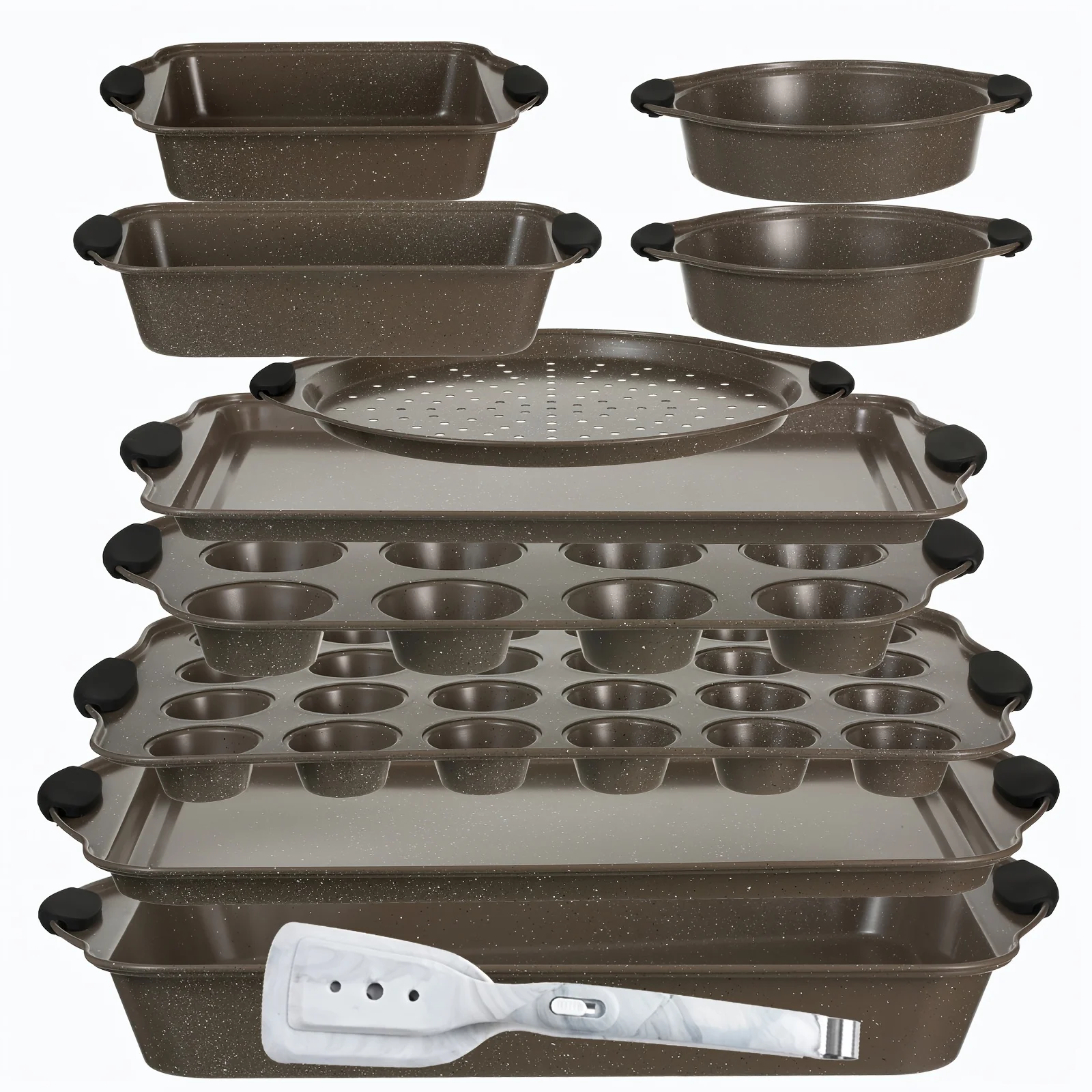 Bakeware11pcs Baking Tray Set Coffee Colored Marble, Non Stick Carbon Steel Baking Tray And Baking Tray, Dishwasher Safe Cleaning, Stackable Kitchen Oven Set, Cookie Tray, Baking Tray, Baking Tray Set, Oven Safe Temperature Up to (230 ° C)
Bakeware11pcs Baking Tray Set Coffee Colored Marble, Non Stick Carbon Steel Baking Tray And Baking Tray, Dishwasher Safe Cleaning, Stackable Kitchen Oven Set, Cookie Tray, Baking Tray, Baking Tray Set, Oven Safe Temperature Up to (230 ° C)