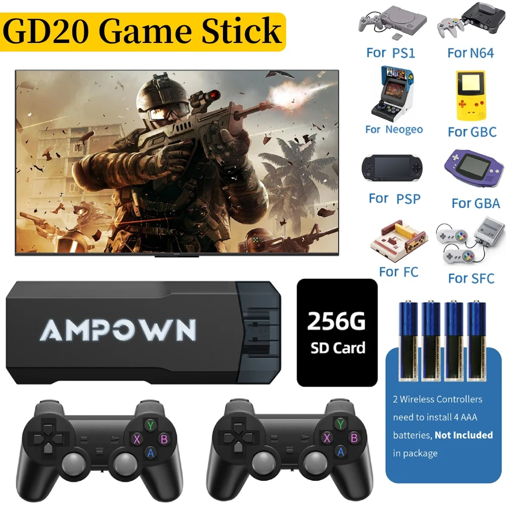 Игровая консоль GD20 4K 60fps HDMI выход с низкой задержкой GD10 Ultra TV Game Stick X2 портативная Ретро консоль Встроенная 70000 игра
Игровая консоль GD20 4K 60fps HDMI выход с низкой задержкой GD10 Ultra TV Game Stick X2 портативная Ретро консоль Встроенная 70000 игра