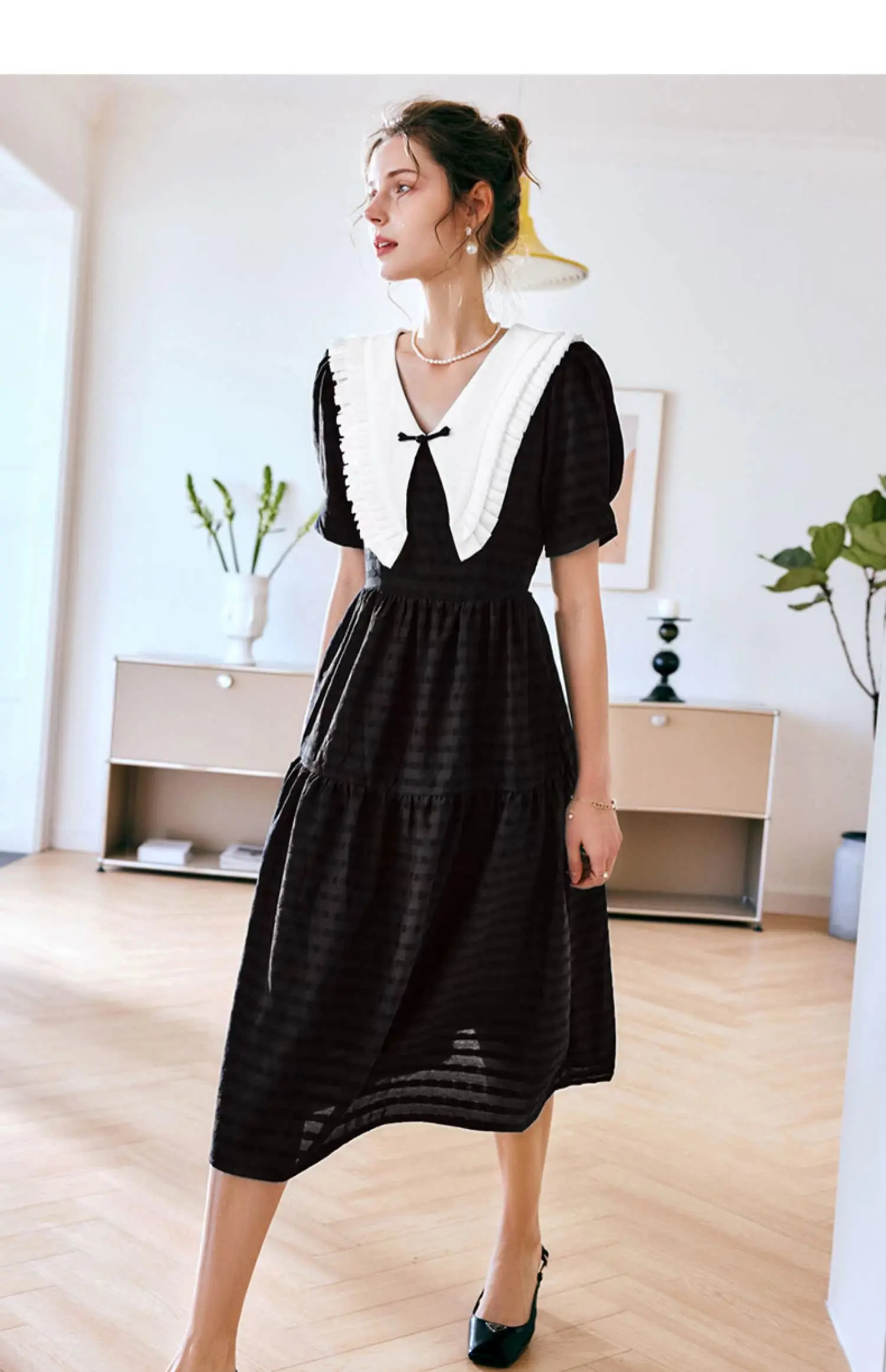 OLrain Women Summer Black Dresses 2025 French Elegant Youthful V-Collar Short Sleeve Midi Dress Women's Beach Dress O22XL61212
OLrain Women Summer Black Dresses 2025 French Elegant Youthful V-Collar Short Sleeve Midi Dress Women's Beach Dress O22XL61212