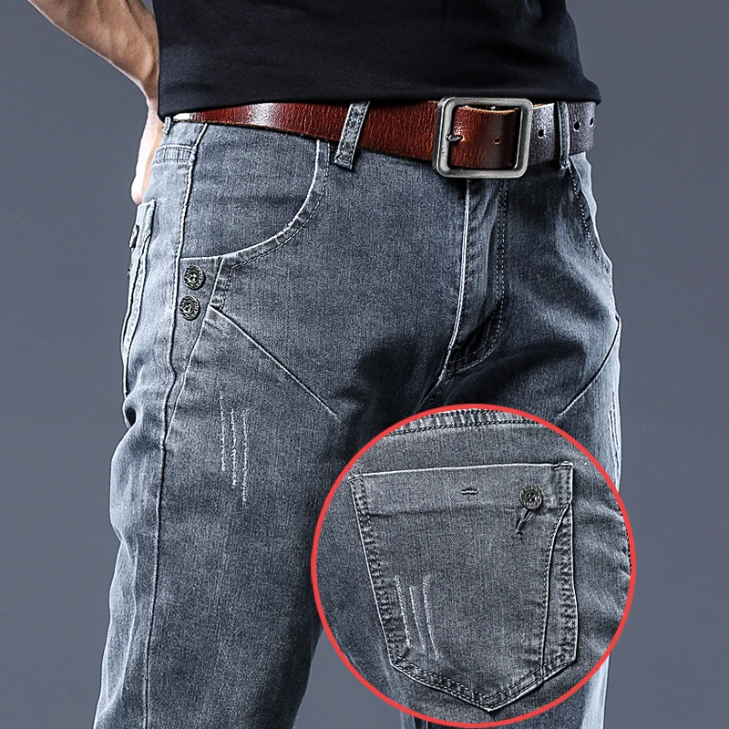 2024 New Gray Jeans Men's Slim Elastic Korean Fashion Vintage Casual Skinny Feet Male Clothing Denim Trousers 27-36
2024 New Gray Jeans Men's Slim Elastic Korean Fashion Vintage Casual Skinny Feet Male Clothing Denim Trousers 27-36