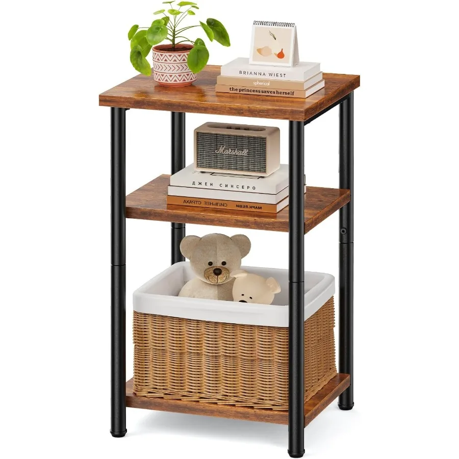 3Tier End Table with Adjustable Feet Side Tables Small Nightstand 1Pack for Bedroom Living Room Office Rustic Brown
3Tier End Table with Adjustable Feet Side Tables Small Nightstand 1Pack for Bedroom Living Room Office Rustic Brown