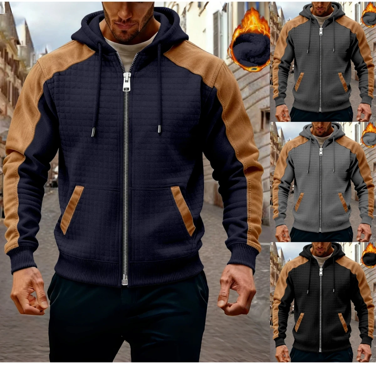 New winter and autumn men's outdoor thick checked , fashionable and versatile, multi-color design, hooded zipper, sweatshirt
New winter and autumn men's outdoor thick checked , fashionable and versatile, multi-color design, hooded zipper, sweatshirt