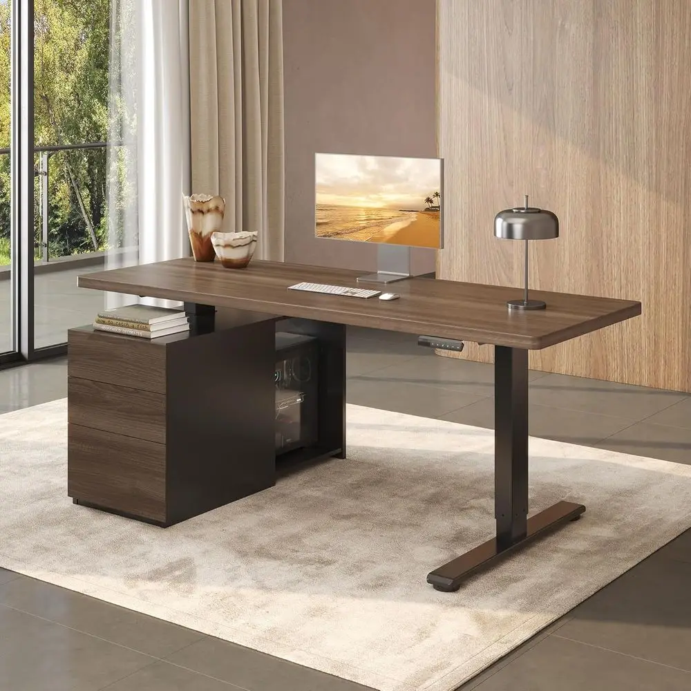 71" Executive Standing Desk with Ders & CPU Holder, Dual Motor Height Adjustable Desk, 222 LBS acity, 1" Thick Desktop, Home Oic
71" Executive Standing Desk with Ders & CPU Holder, Dual Motor Height Adjustable Desk, 222 LBS acity, 1" Thick Desktop, Home Oic