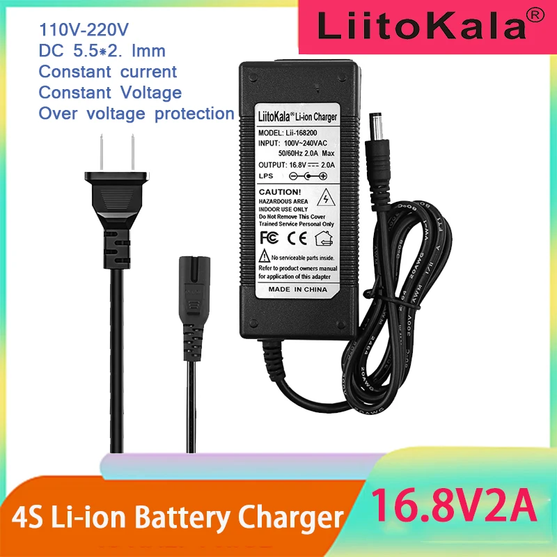 LiitoKala 4S 16.8V 2A Lithium-ion battery pack Universal Fast charger AC DC5521 Desktop type Power Supply Adapte
LiitoKala 4S 16.8V 2A Lithium-ion battery pack Universal Fast charger AC DC5521 Desktop type Power Supply Adapte