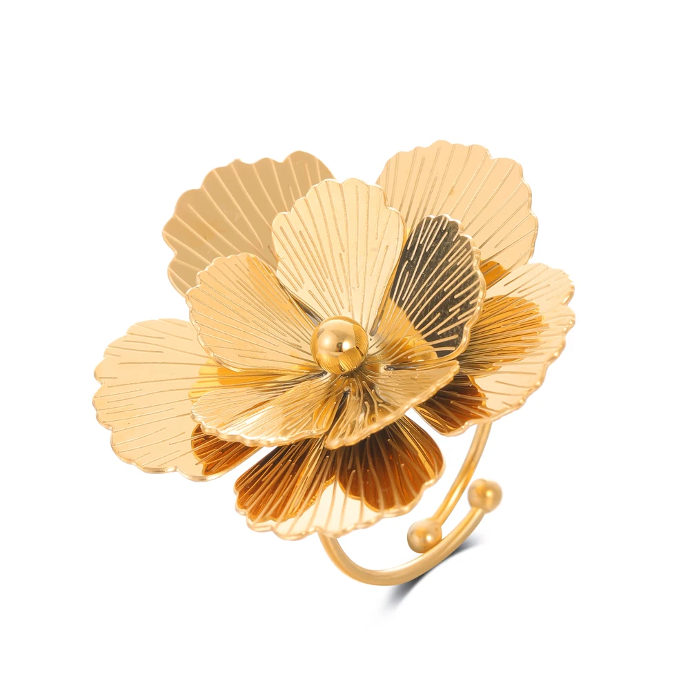 New Europe and the United States wind double layer flower-shaped stainless steel adjustable women's fashion ring party jewelry
New Europe and the United States wind double layer flower-shaped stainless steel adjustable women's fashion ring party jewelry