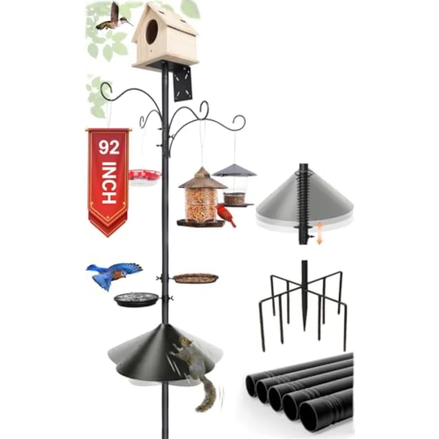 92 Inch Squirrel Proof Bird Feeder Pole with 9 Prongs Base 1 Inch Dia Bird House Pole Heavy Duty Bird Feeder Stand Adjustable S
92 Inch Squirrel Proof Bird Feeder Pole with 9 Prongs Base 1 Inch Dia Bird House Pole Heavy Duty Bird Feeder Stand Adjustable S