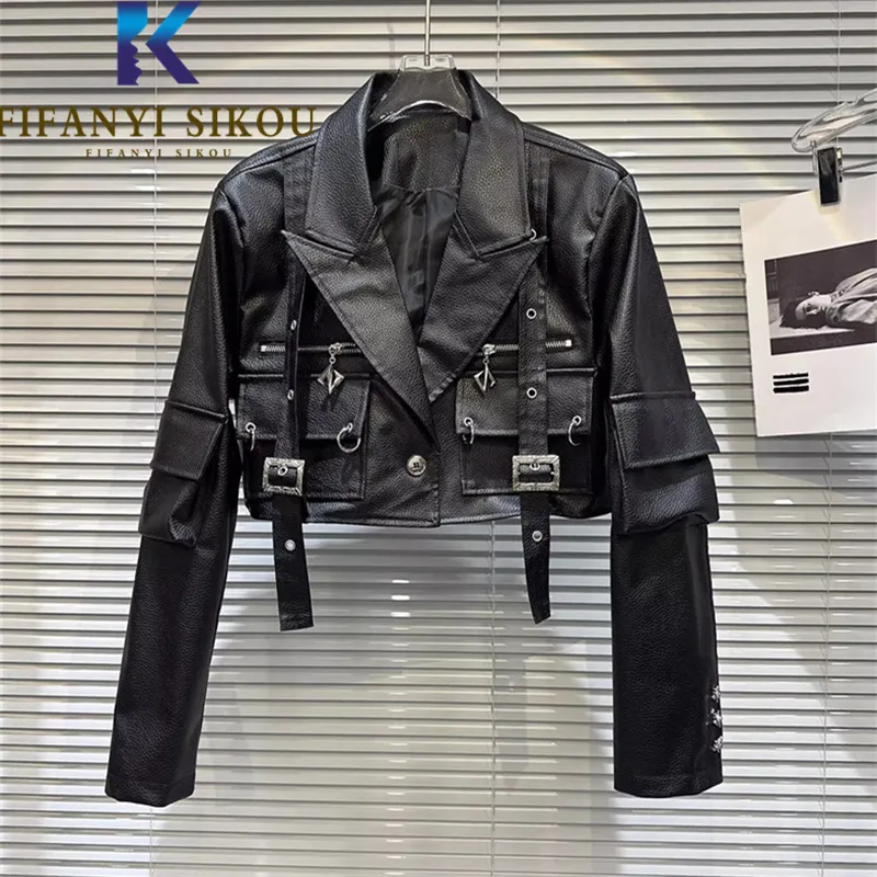 2023 Autumn Black PU Leather Jacket Women Pocket Zipper Fashion Motorcycle Short Coat Texture Soft Faux Leather Jacket Female
2023 Autumn Black PU Leather Jacket Women Pocket Zipper Fashion Motorcycle Short Coat Texture Soft Faux Leather Jacket Female