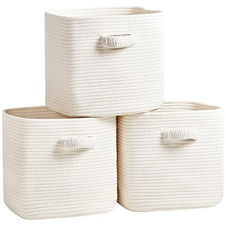 Storage Cube Baskets 3 Pack 11 inch Square Baskets for Closet, Woven Bins Ideal for Toy Storage White
Storage Cube Baskets 3 Pack 11 inch Square Baskets for Closet, Woven Bins Ideal for Toy Storage White