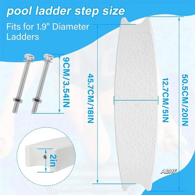 3PCS Universal Swimming Pool Ladder Steps, Swimming Pool Replacement Ladder Steps,With Stainless Steel Bolts
3PCS Universal Swimming Pool Ladder Steps, Swimming Pool Replacement Ladder Steps,With Stainless Steel Bolts