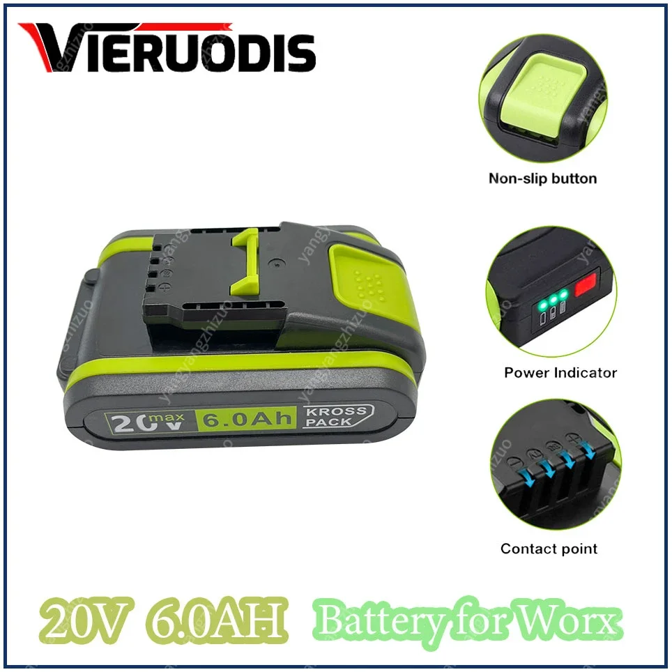 For Worx New Power Tools Rechargeable Replacement Lithium Battery 20V 6.0Ah for Worx WA3551 WA3553 WX390 WX176 WX178 WX386 WX678
For Worx New Power Tools Rechargeable Replacement Lithium Battery 20V 6.0Ah for Worx WA3551 WA3553 WX390 WX176 WX178 WX386 WX678