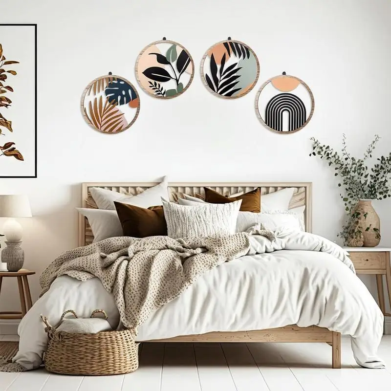Boho Decor Wall Art 4X Wood Bohemian Wall Art Rustic Round Home Ornament For Farmhouse Bedroom Gardens Porches
Boho Decor Wall Art 4X Wood Bohemian Wall Art Rustic Round Home Ornament For Farmhouse Bedroom Gardens Porches