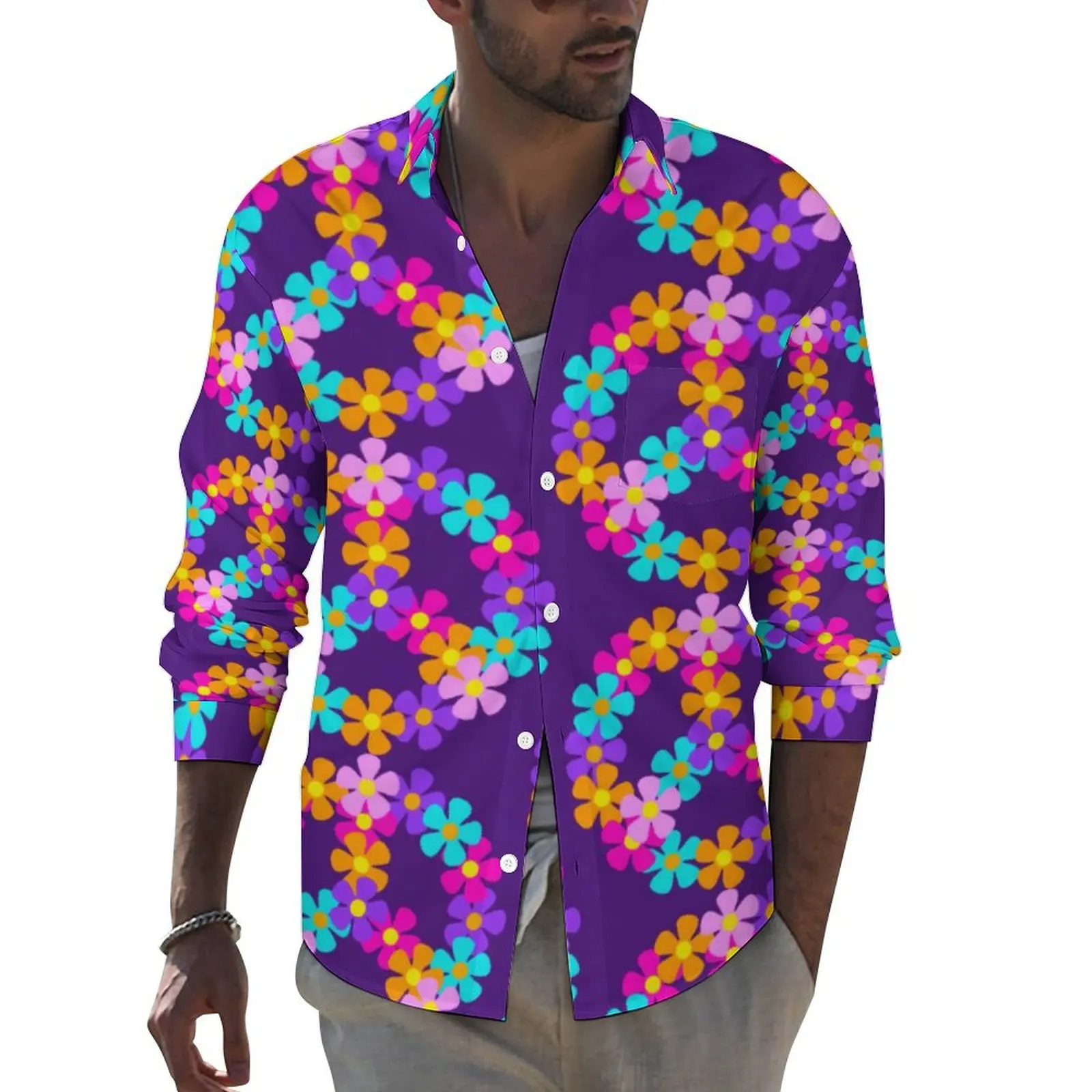 Bright Flowers Casual Shirts Mens Floral Peace Print Shirt Long Sleeve Trendy Harajuku Blouses Spring Pattern Clothing Big Size
Bright Flowers Casual Shirts Mens Floral Peace Print Shirt Long Sleeve Trendy Harajuku Blouses Spring Pattern Clothing Big Size