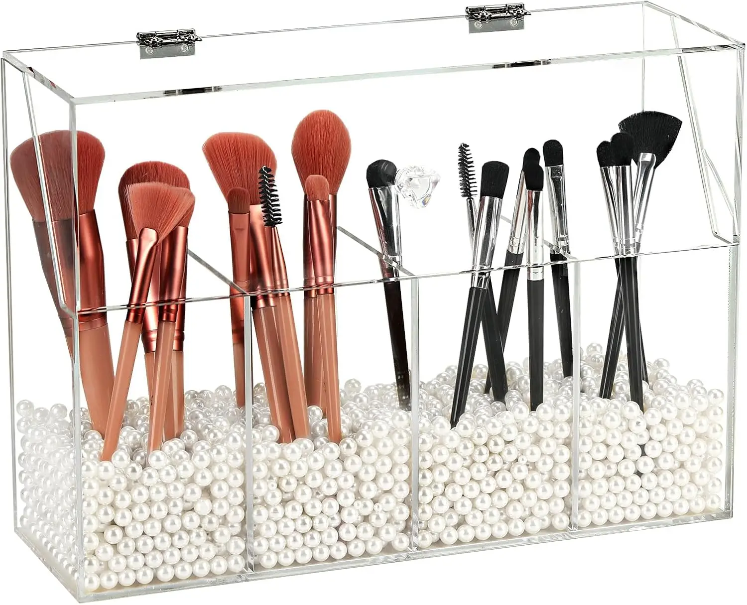 Acrylic Makeup Organizer, Clear Cosmetic Brush Storage Box With 4 Brush Holders,Makeup Brush Holder with Dust Cover, Large-capac
Acrylic Makeup Organizer, Clear Cosmetic Brush Storage Box With 4 Brush Holders,Makeup Brush Holder with Dust Cover, Large-capac