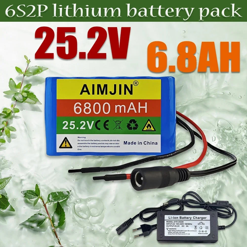 25.2V 24V 6S2P 6800mAh 18650 Lithium Battery Pack 24V with BMS for speakers night fishing lights outdoor power supplies etc
25.2V 24V 6S2P 6800mAh 18650 Lithium Battery Pack 24V with BMS for speakers night fishing lights outdoor power supplies etc