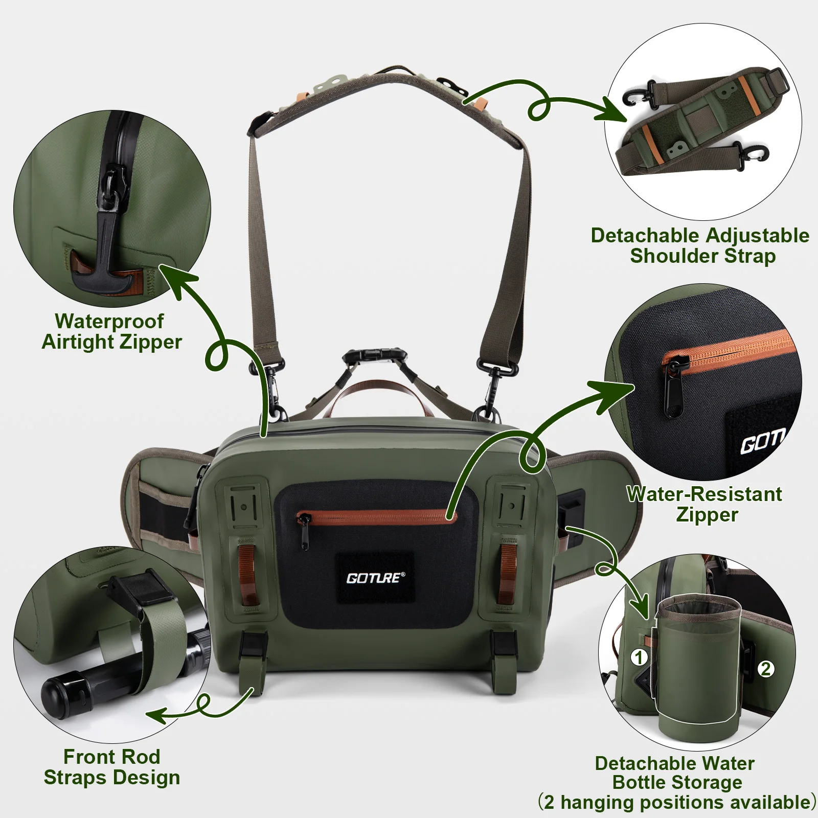 Goture UltraLight 10L Waterproof Fly Fishing Waist Bag 34.5x23x12.5cm with Rod Rack Storage Multiple Pockets Fishing Chest Bag
Goture UltraLight 10L Waterproof Fly Fishing Waist Bag 34.5x23x12.5cm with Rod Rack Storage Multiple Pockets Fishing Chest Bag