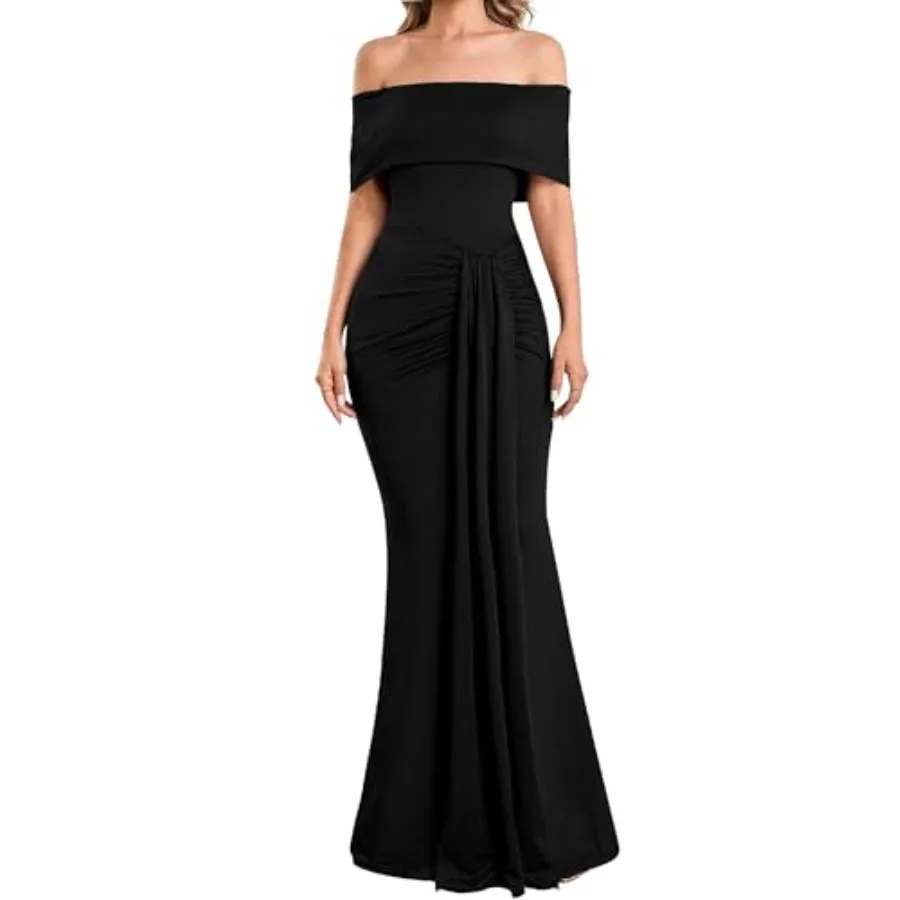 YMDUCH Women's Elegant Off Shoulder Sleeveless Ruched Bodycon Long Formal Evening Weeding Dress
YMDUCH Women's Elegant Off Shoulder Sleeveless Ruched Bodycon Long Formal Evening Weeding Dress