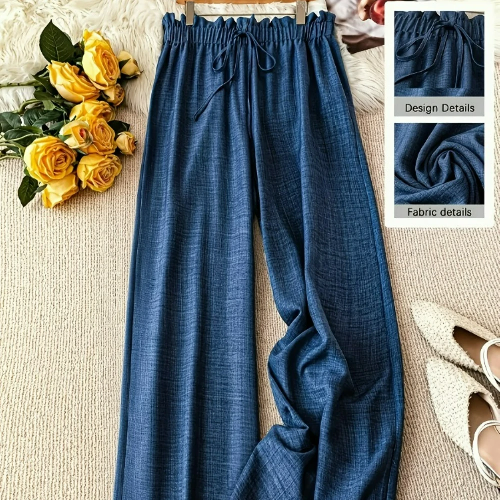 Women's Elegant Solid Color Faux Drawstring Waist Comfortable Long Pants
Women's Elegant Solid Color Faux Drawstring Waist Comfortable Long Pants