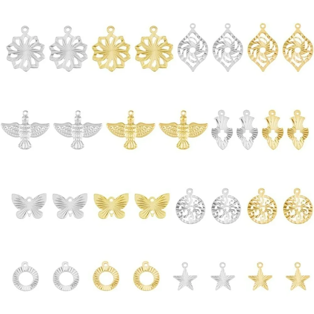 64Pcs 16 Style Brass Filigree Pendant Charms Long-Lasting Star Butterfly Charms Round Jewelry Pendants
64Pcs 16 Style Brass Filigree Pendant Charms Long-Lasting Star Butterfly Charms Round Jewelry Pendants