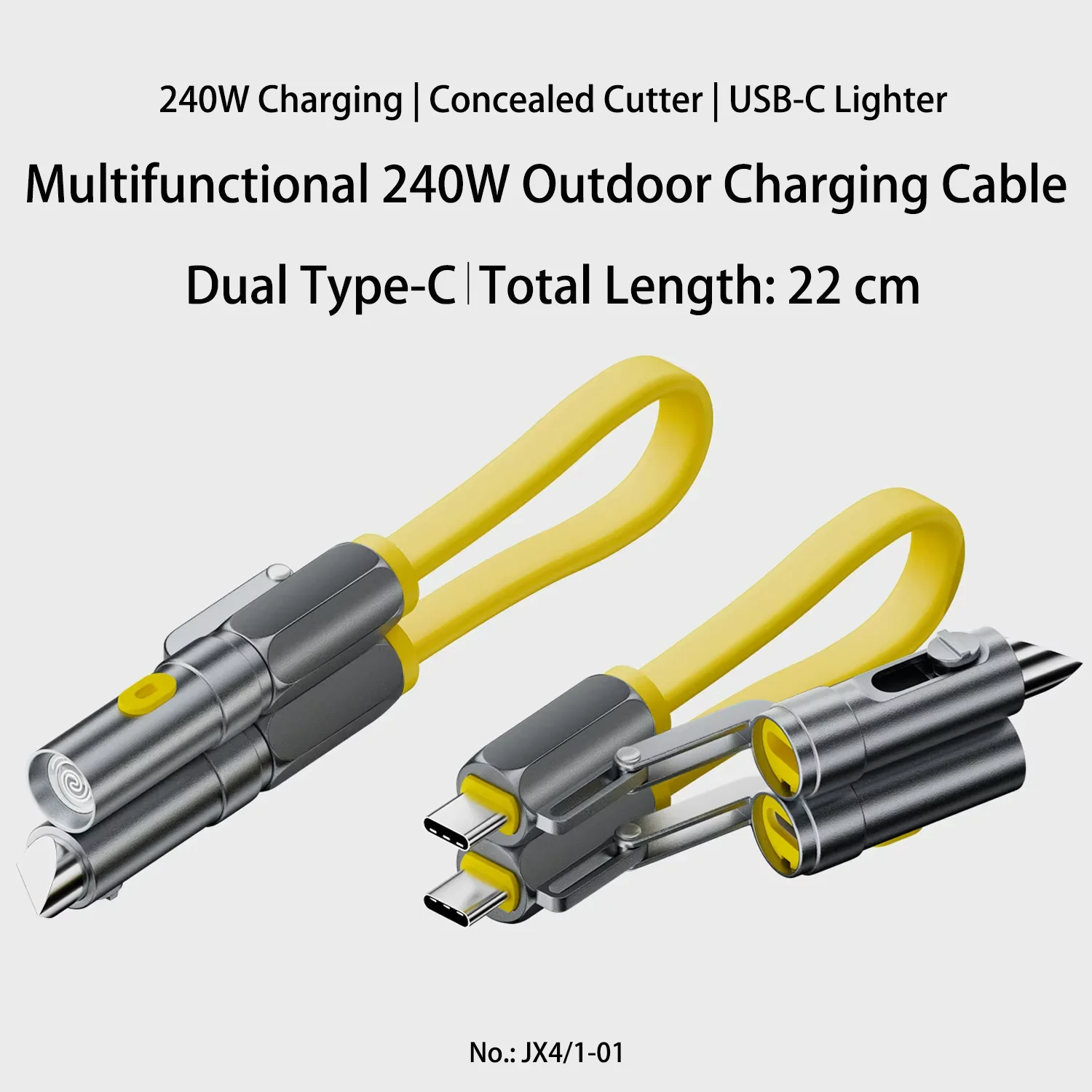 4 in 1 Multifunctional Outdoor USB C 240W PD Fast Charging Cable with Lighter Retractable Concealed Cutter 480Mbps Data Sync
4 in 1 Multifunctional Outdoor USB C 240W PD Fast Charging Cable with Lighter Retractable Concealed Cutter 480Mbps Data Sync