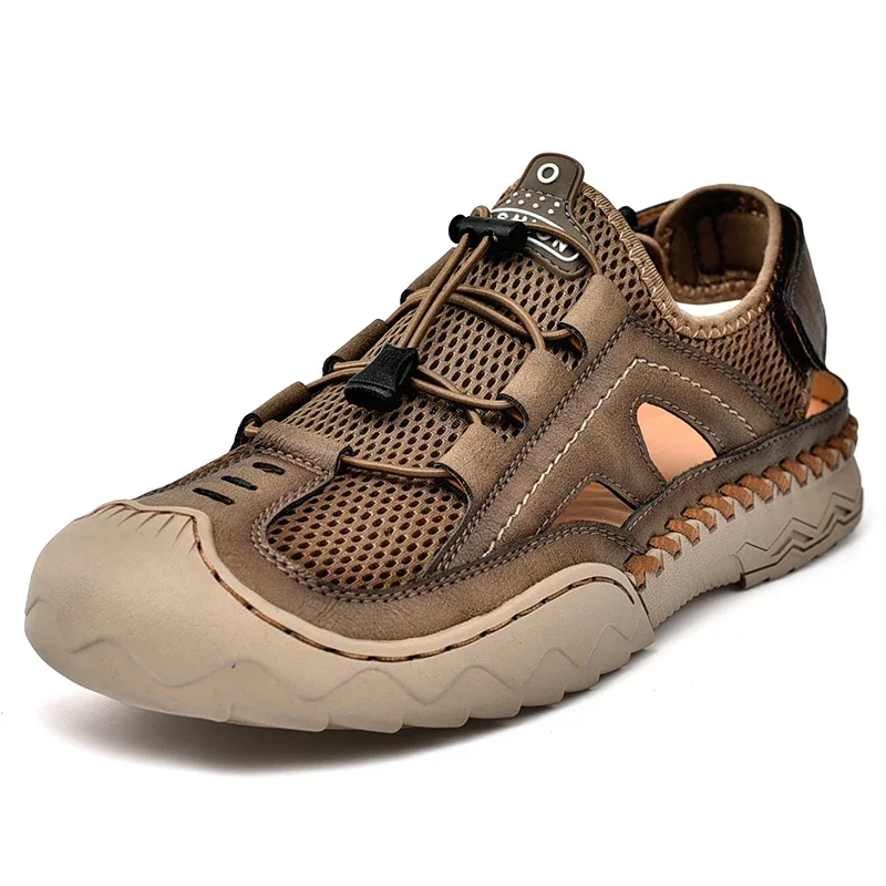 Summer Handmade Cowhide Leather Men Sandals Hiking Breathable Outdoor Casual Lightweight Beach Sandals Fashion Large Size 38-46
Summer Handmade Cowhide Leather Men Sandals Hiking Breathable Outdoor Casual Lightweight Beach Sandals Fashion Large Size 38-46