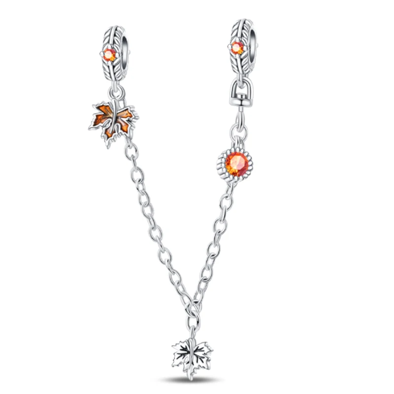925 Sterling Silver Charms Bead CZ Zircon Maple Leaf Safety Chain Fit Original Bracelet DIY Women Jewelry Gift
925 Sterling Silver Charms Bead CZ Zircon Maple Leaf Safety Chain Fit Original Bracelet DIY Women Jewelry Gift