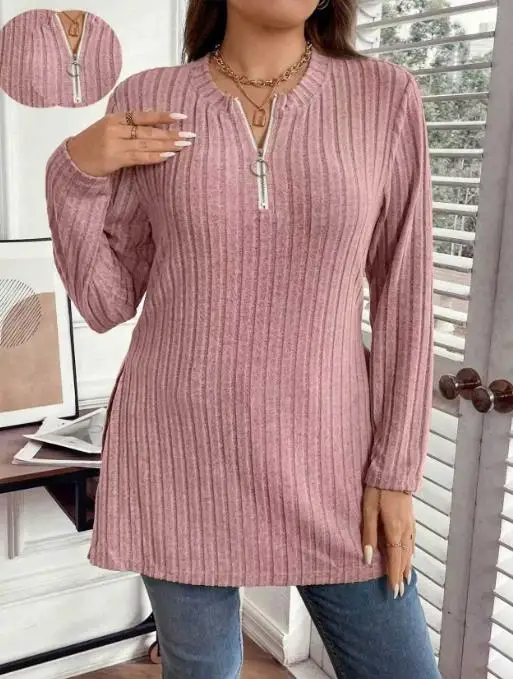 Autumn Plus Women's Solid Color Brushed Pit Patterned Long Sleeved Half Zip Top Casual Simple Round Neck T-Shirt Top
Autumn Plus Women's Solid Color Brushed Pit Patterned Long Sleeved Half Zip Top Casual Simple Round Neck T-Shirt Top