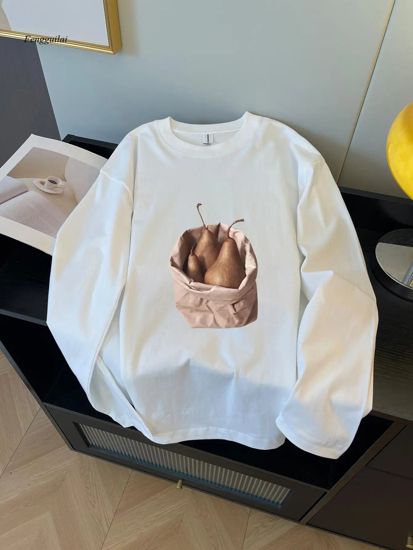 Funny Potato Print Long Sleeve T-Shirt - Casual Round Neck Pullover with Potato Graphic, & Brown Retro Design
Funny Potato Print Long Sleeve T-Shirt - Casual Round Neck Pullover with Potato Graphic, & Brown Retro Design